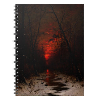 Sunset over the Winter Forest by Heinrich Gogarten Notebook