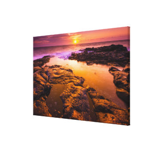 Sunset over tide pools, Hawaii Canvas Print