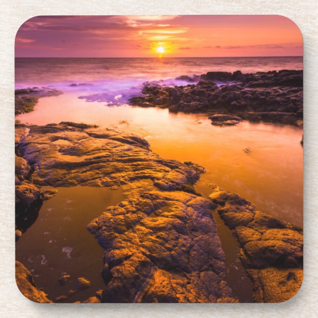 Sunset over tide pools, Hawaii Coaster (Front)