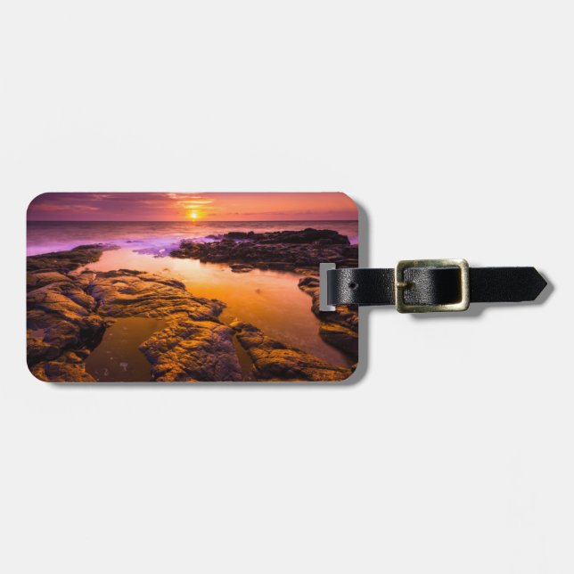 Sunset over tide pools, Hawaii Luggage Tag (Front Horizontal)