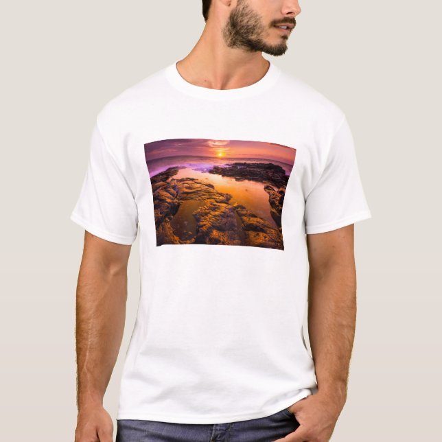 Sunset over tide pools, Hawaii T-Shirt (Front)