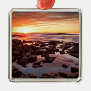 Sunset Over Tide Pools Metal Tree Decoration