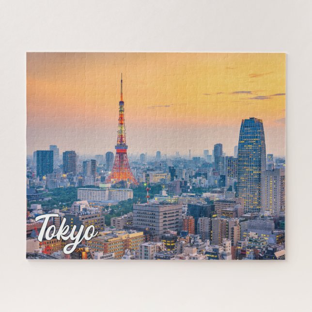 Sunset Over Tokyo, Japan Jigsaw Puzzle (Horizontal)