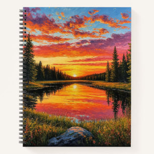 Sunset Over Tranquil Forest River Notebook
