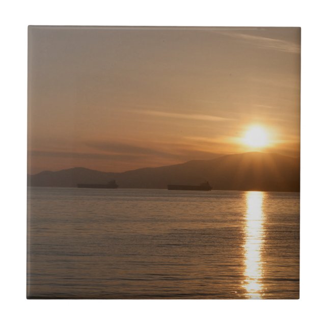 Sunset over Vancouver Bay - Canada Tile (Front)