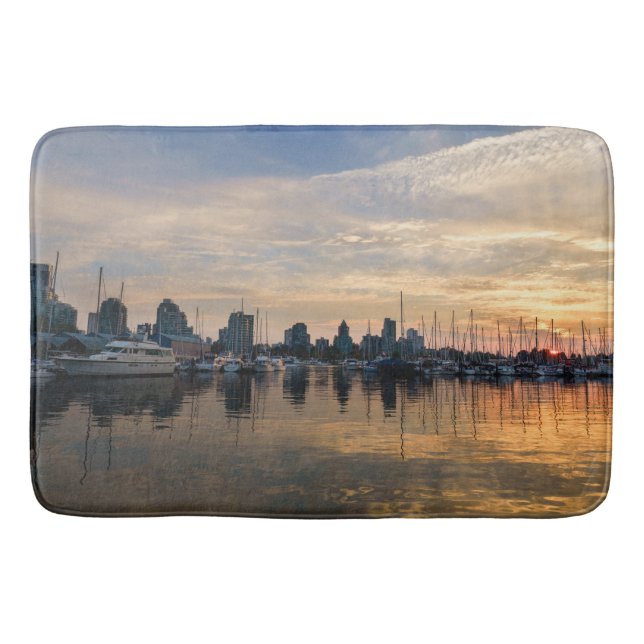 Sunset over Vancouver Skyline Bath Mat (Front)