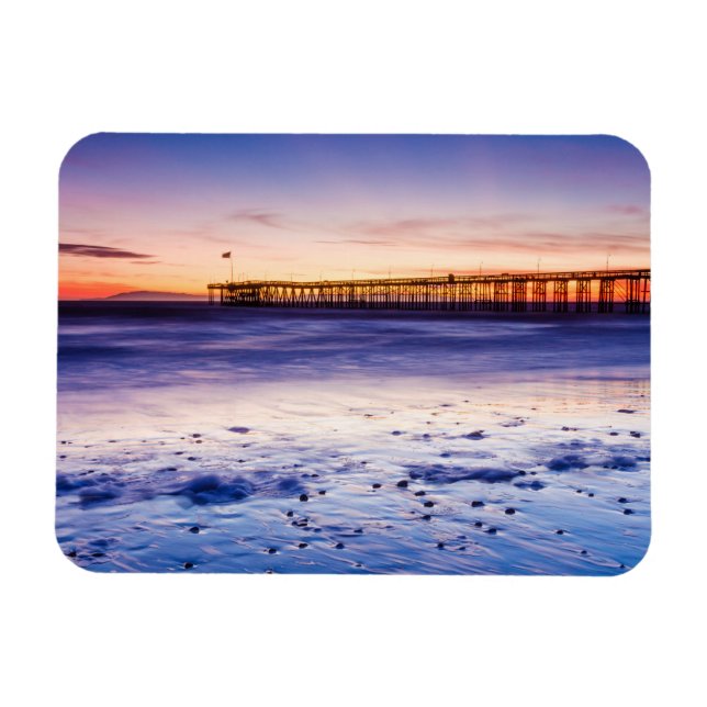 Sunset Over Ventura Pier And Beach Magnet (Horizontal)