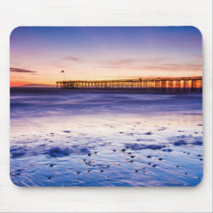 Sunset Over Ventura Pier And Beach Mouse Mat