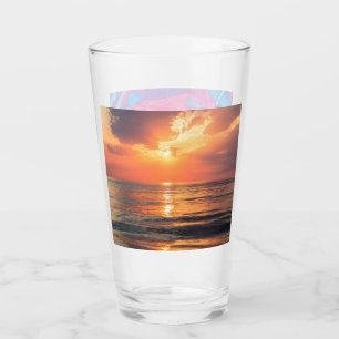sunset over water glass
