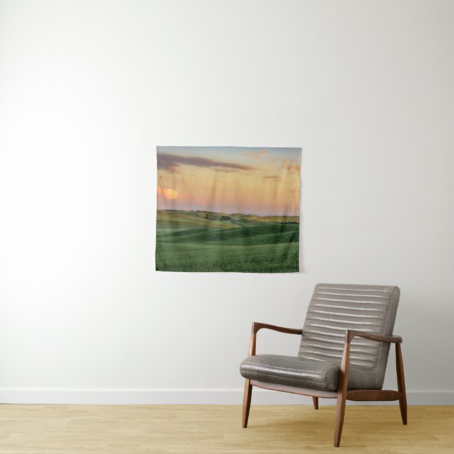 Sunset over Wheat Fields | Washington State Tapestry (In Situ (Horizontal))
