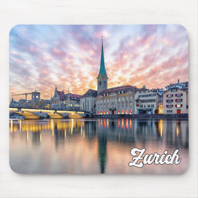 Sunset Over Zurich, Switzerland Mouse Mat (Front)