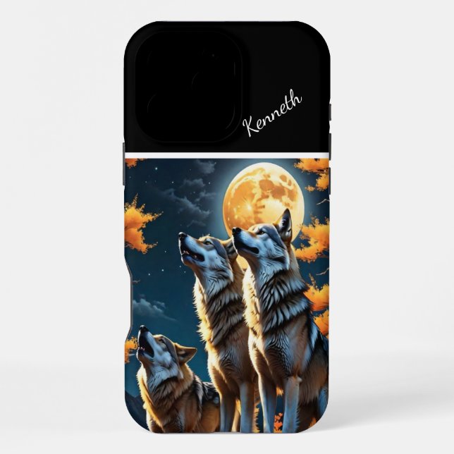Sunset Painted Sky with Wolves iPhone Case (Back)