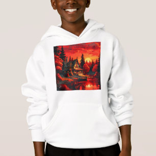 Sunset Painting with Cottage and Lake-66633