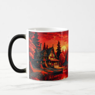 Sunset Painting with Cottage and Lake-66633 Magic Mug