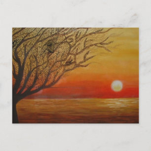 Sunset paiting print postcard