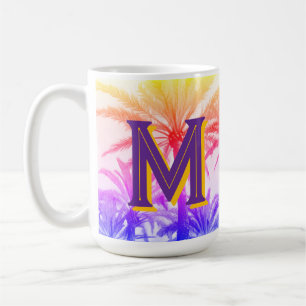sunset palm tree monogram Mug