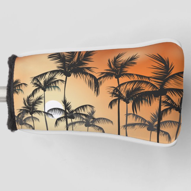 Sunset Palm Trees Beach Summer Golf Head Cover (Front)