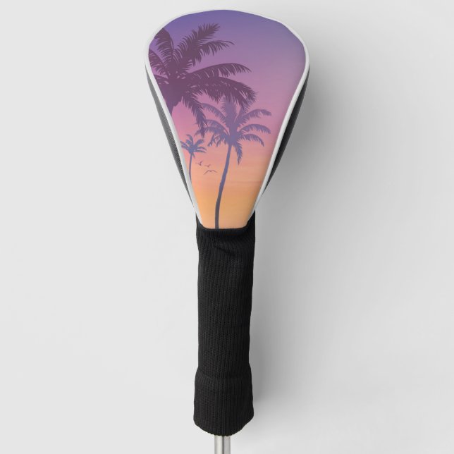 Sunset Palm Trees Beach Summer Golf Head Cover (Front)