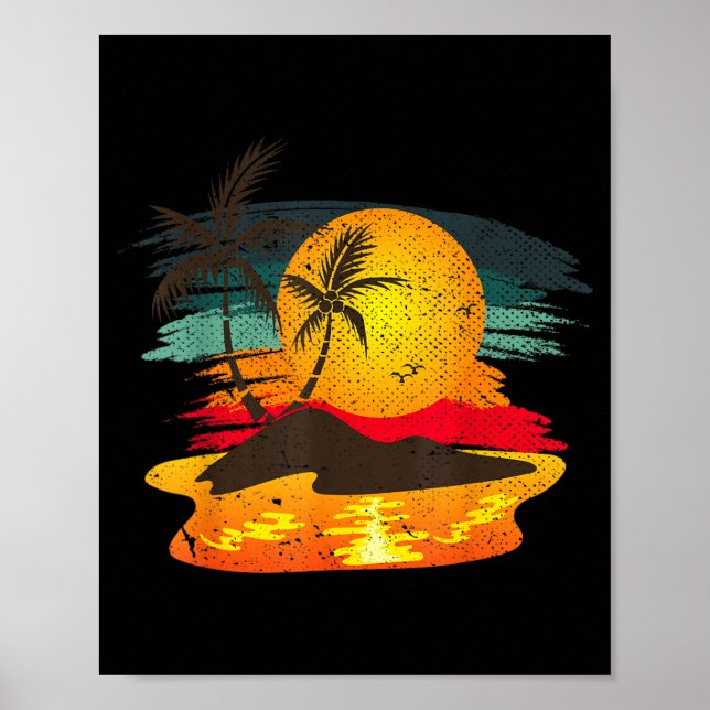 Sunset Palm Trees Island Summer Vibes Exotic Poster (Front)