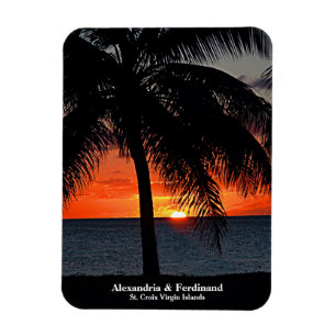 Sunset Palm Trees Ocean Beach Personalize Magnet