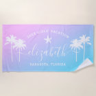 Sunset Palm Trees Purple Girls Vacation