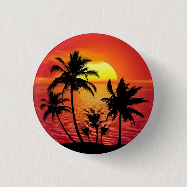 Sunset Palm Trees Silhouette-16514 3 Cm Round Badge (Front)