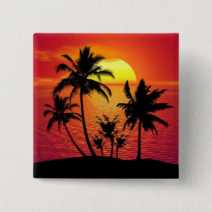 Sunset Palm Trees Silhouette Design-65143 15 Cm Square Badge