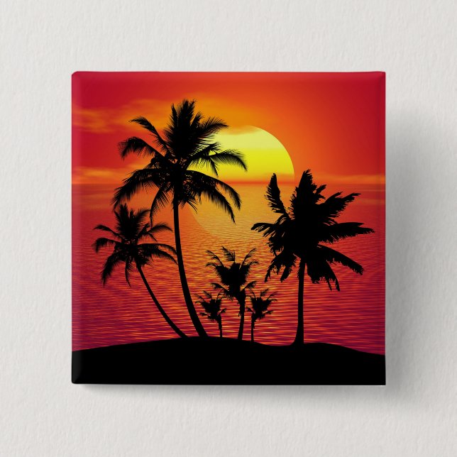 Sunset Palm Trees Silhouette Design-65143 15 Cm Square Badge (Front)