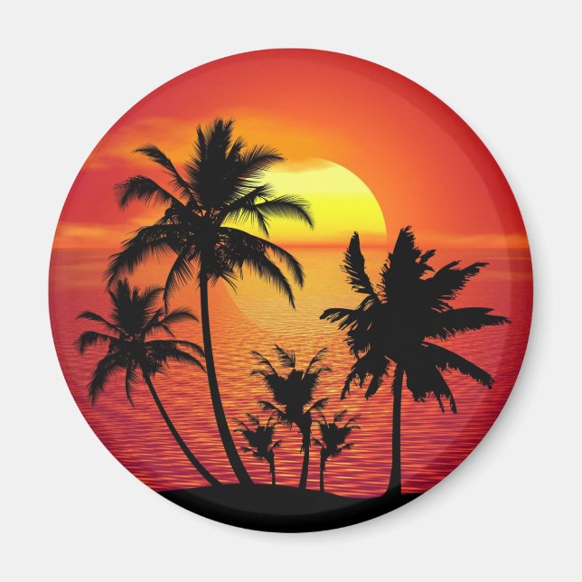 Sunset Palm Trees Silhouette Design-65143 Magnet (Front)