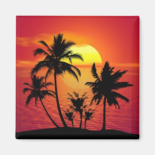 Sunset Palm Trees Silhouette Design-65143 Magnet (Front)