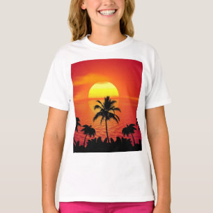 Sunset Palm Trees Silhouettes Illustration T-Shirt