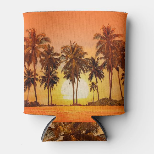 Sunset Palm Trees Sri Lanka Can Cooler (Front)