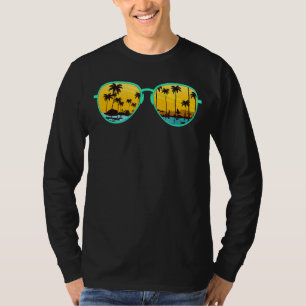 Sunset Palm Trees Summer Vacay Beach Tropical Sung T-Shirt