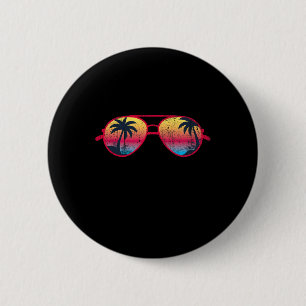 Sunset Palm Trees Sungles Beach Tropical Summer Me 6 Cm Round Badge