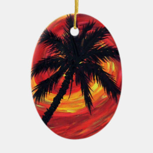 Sunset palms ceramic tree decoration