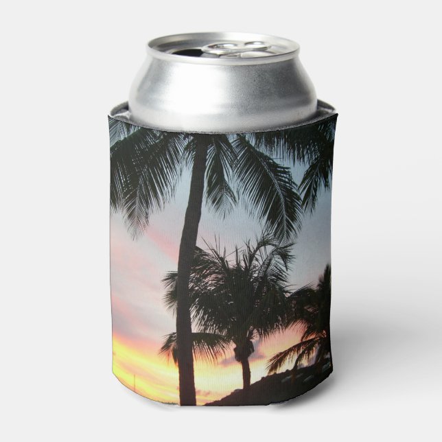 Sunset Palms Tropical Landscape Photography Can Cooler (Can Front)