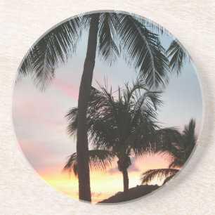 Sunset Palms Tropical Landscape Photography Coaster