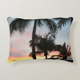 Sunset Palms Tropical Landscape Photography Decorative Cushion