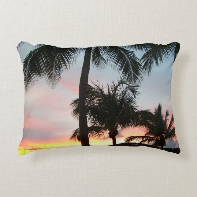 Sunset Palms Tropical Landscape Photography Decorative Cushion (Front)