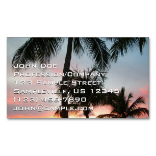 Sunset Palms Tropical Landscape Photography Magnetic Business Card