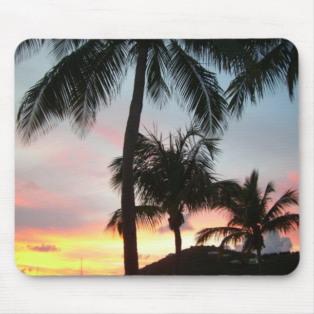 Sunset Palms Tropical Landscape Photography Mouse Mat (Front)