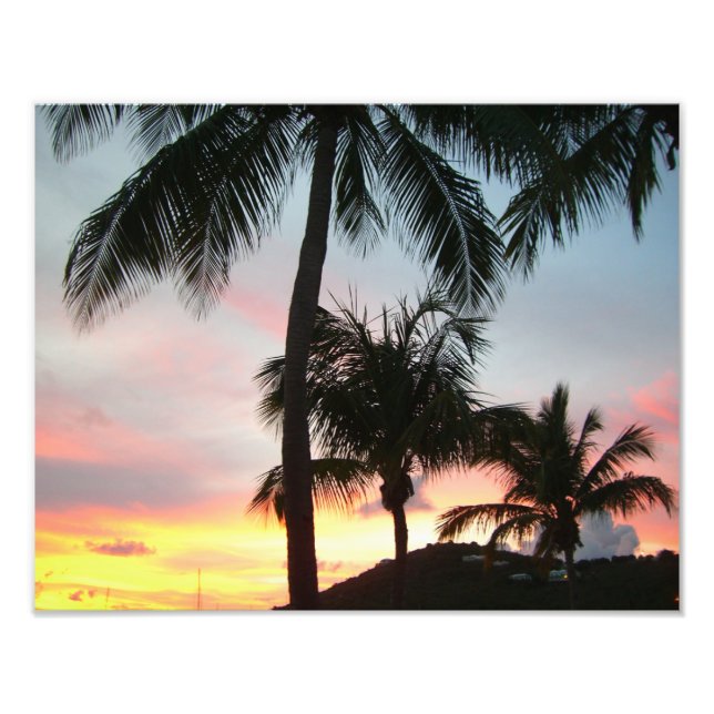 Sunset Palms Tropical Landscape Photography Photo Print (Front)