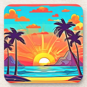 Sunset Palms: Tropical View Coaster