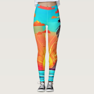 Sunset Palms: Tropical View Leggings