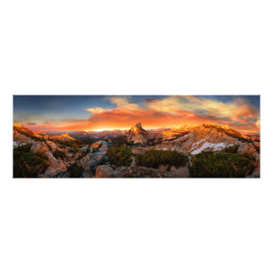 Sunset Pano from Tressider Peak Ridge - Yosemite Photo Print