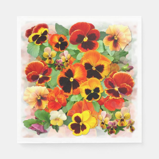 Sunset Pansies Napkin (Front)