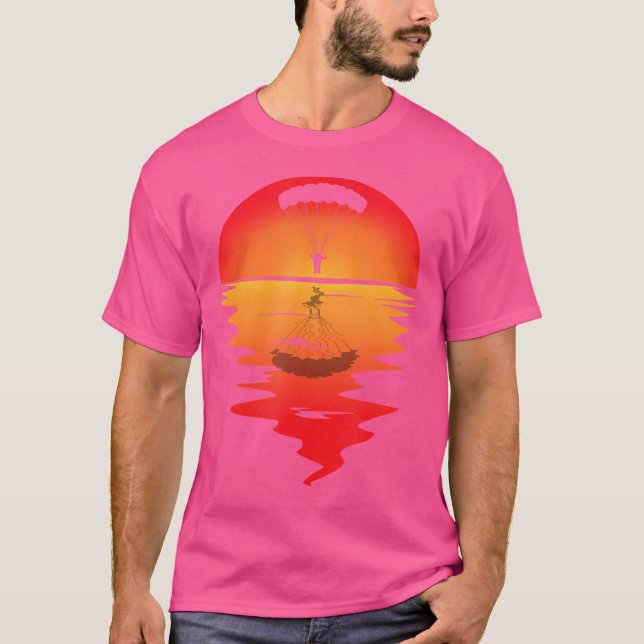 Sunset Parachuting Parachutist Skydiver Skydiving T-Shirt (Front)