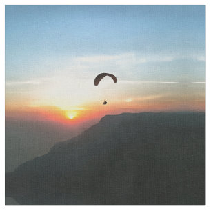 Sunset Paraglide Wanderlust Extreme Sports Art Fabric
