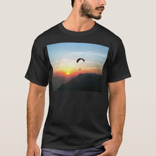 Sunset Paraglide Wanderlust Extreme Sports Art T-Shirt (Front)