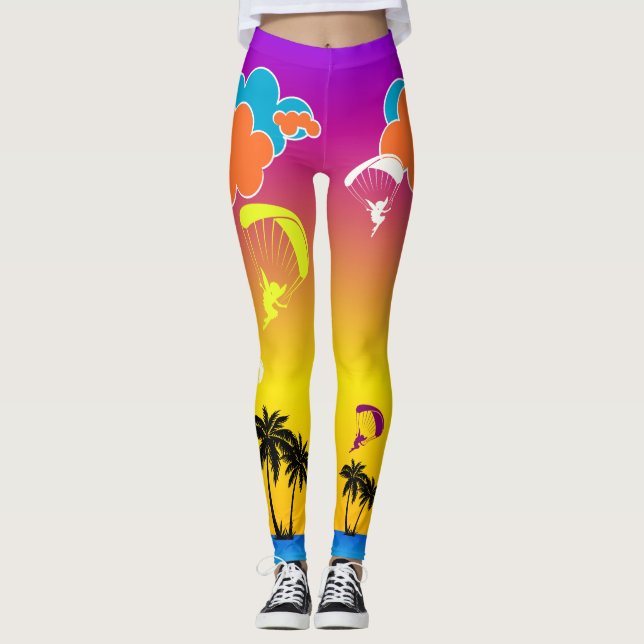 Sunset Paragliding Pixie Leggings (Front)